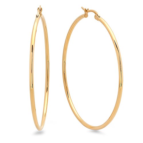 Ben and Jonah Ladies 18k Gold Plated 50mm Hoop Earrings