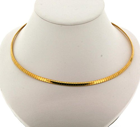 Edforce Stainless Steel Gold Plated Lady's Omega Necklace - 17.72 inch  (45cm)