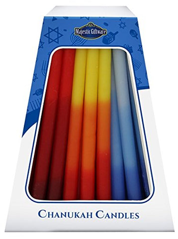 Lamp Lighters Ultimate Judaica Chanukah Candles - European Collection - 45 Pack -Blue/Red/Orange - 6 inch 