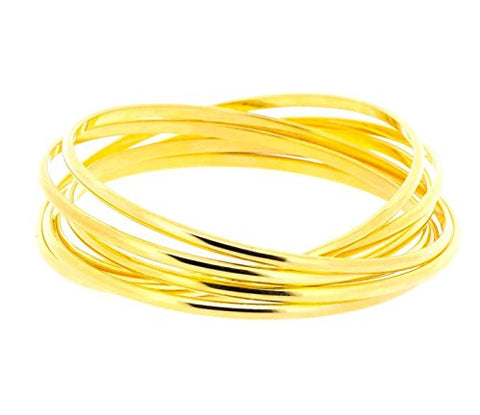 Ben and Jonah Stainless Steel Gold Plated Set of Seven Interlocked Lady's Bangles - Semanario