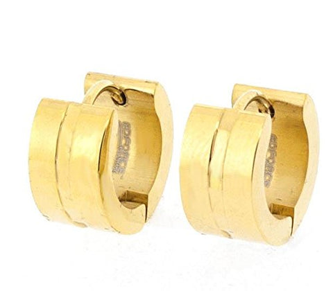 Ben and Jonah Stainless Steel Gold Plated Huggie Earring with Stylish Channel