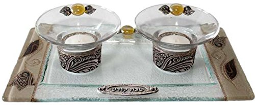 5th Avenue Collection Candle Stick With Tea Light Applique - Brown - Tray 11 inch  W X 6 inch  L Candlesticks 2 inch  H