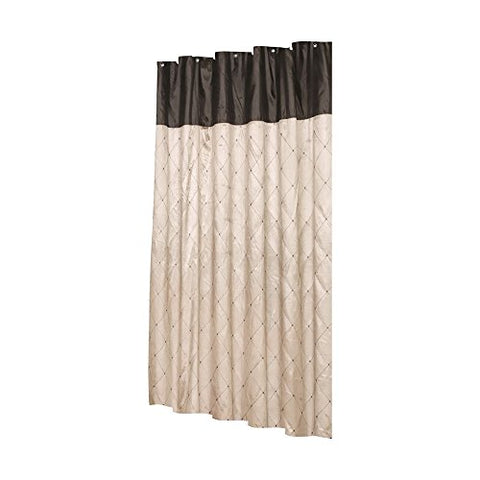 Park Avenue Deluxe Collection  inch Balmoral inch  Fabric Shower Curtain in Black/Taupe