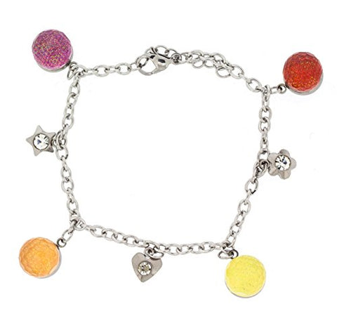 Ben and Jonah Stainless Steel Bracelet with Colorful Balls and Charms with Extension