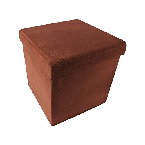 Ben&Jonah Collection Collapsible Storage Ottoman - Brick Suede 15x15x15