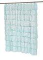 The Conquistador Collection Flamenco Tiered Crushed Voile Fabric Shower Curtain (70 inch  x 72 inch ) - Spa Blue