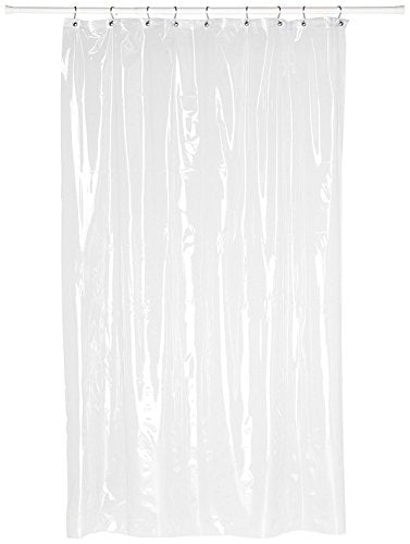 Park Avenue Deluxe Collection Shower Stall-Sized (54'' x 78'') Mildew-Resistant 10 Gauge Vinyl Shower Curtain Liner w/ Metal Grommets and Reinforced Mesh Header in Super Clear