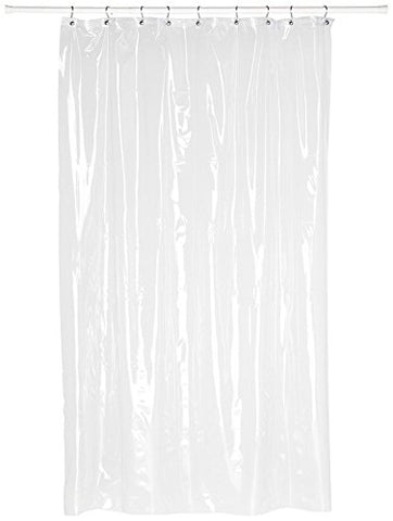 Park Avenue Deluxe Collection Shower Stall-Sized (54'' x 78'') Mildew-Resistant 10 Gauge Vinyl Shower Curtain Liner w/ Metal Grommets and Reinforced Mesh Header in Super Clear