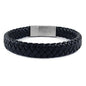 Ben & Jonah Braided Black Faux Leather and Stainless Steel Bracelet with Magnetic Stainless Steel Fancy Lock (8 inch  L)