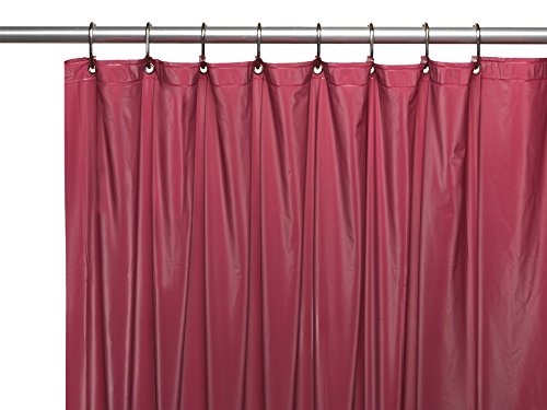 Park Avenue Deluxe Collection Premium 4 Gauge Vinyl Shower Curtain Liner w/ Weighted Magnets and Metal Grommets in Burgundy