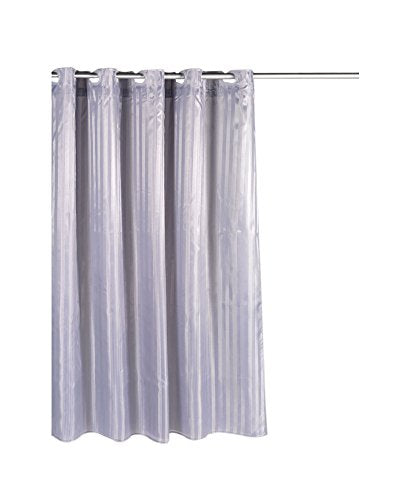 Park Avenue Deluxe Collection Park Avenue Deluxe Collection Pre Hooked? Satin Stripe Fabric Shower Curtain in Pewter