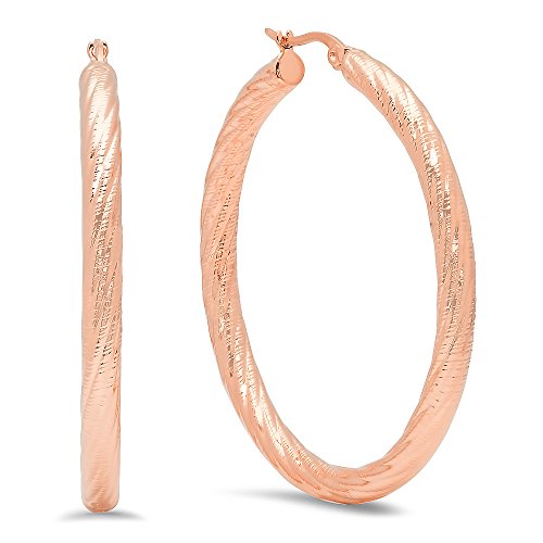 Ben and Jonah Ladies 18k Rose Gold Plated Stainless Steel Twisted Hoop Earrings