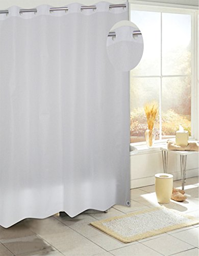 Royal Bath Easy On (No Hooks Needed) PEVA Non-Toxic Shower Curtain Liner (70 inch  x 72 inch ) with Built in Hooks - Frosty Clear