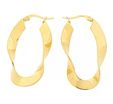Ben and Jonah Stainless Steel Gold Plated Twisted Fettuccine Hoop Earring