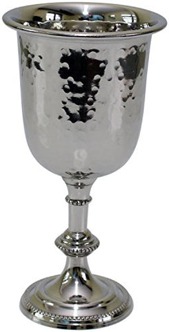 Kiddush Cup Nickel Hammered 5.5 inch H