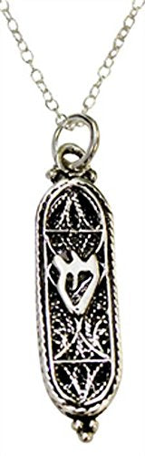 Silver Mezuzah Necklace - Chain 18 inch  Pendant 7/8 inch H 3/8 inch  W