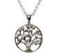 Silver Tree of Life Amulet with CZ Stones Chain 18 inch  Pendant 7/8W x 1 1/8 inch H