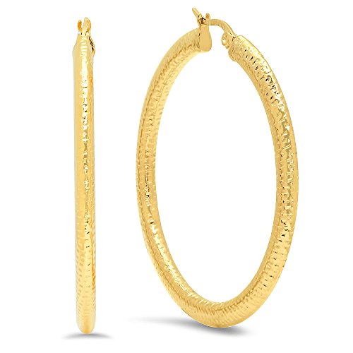 Ben and Jonah Ladies 18k Gold Plated Stainless Steel Thick Flat Hoop Earrings