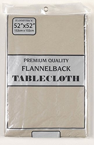 Simple Elegance by Bon Appetit Solid Color Vinyl Tablecloth with Polyester Flannel Backing - Linen Square (52 inch  x 52 inch )