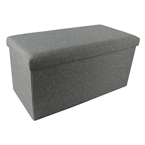 Ben&Jonah Collection Collapsible Storage Ottoman - Grey Linen 30x15x15