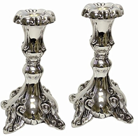 Ultimate Judaica Candle Sticks Silver Plated - 5 inch 