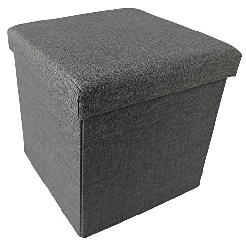 Ben&Jonah Collection Collapsible Storage Ottoman - Grey Linen 15x15x15