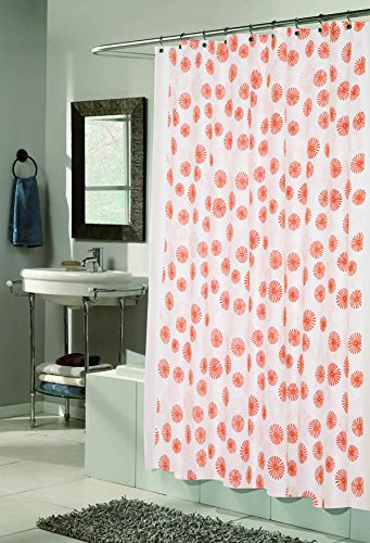 BenandJonah Collection Fabric Shower Curtain 70 x 72 inch  Vienna Tangerine/Ivory