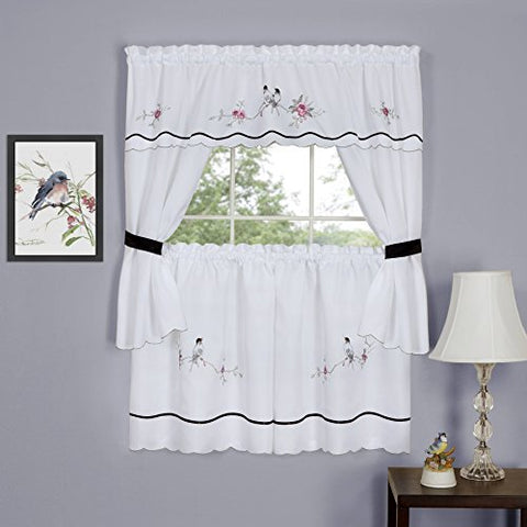 Bird Watcher Kitchen Curtain Cottage Set (58 inch  x 36 inch )