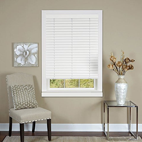 Plantation Collection Cordless Vinyl Venetian 2-Inch Mini Blind - White - 35 inch  x 64 inch  (Actual Measurement 34.5 inch  x 64 inch ) (Actual Measurement 34.5 inch  x 64 inch )