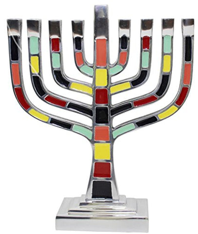 Lamp Lighters Ultimate Judaica Menorah Pewter Multi Color - 9.5 inch H