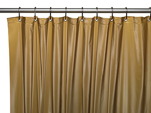 Park Avenue Deluxe Collection Park Avenue Deluxe Collection Premium 4 Gauge Vinyl Shower Curtain Liner w/ Weighted Magnets and Metal Grommets in Gold