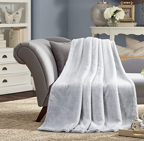 Ultra Lush Oversized Faux Fur Throw Blanket (60 inch  x 70 inch ) - Frosted Grey