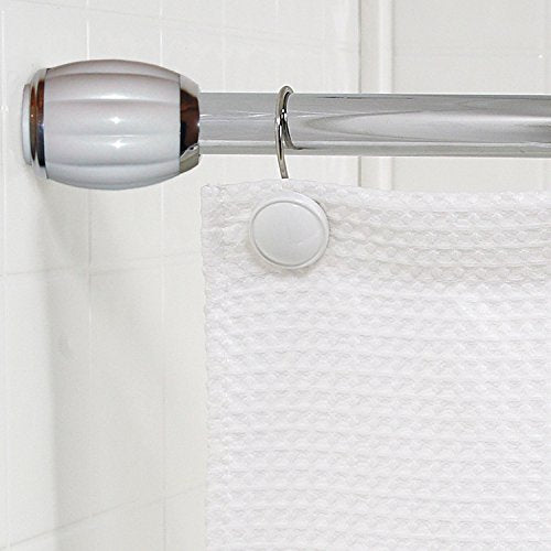 Royal Bath Decorative Steel Shower Curtain Tension Rod (41 inch  - 76 inch  Adjustable) - Chrome/White