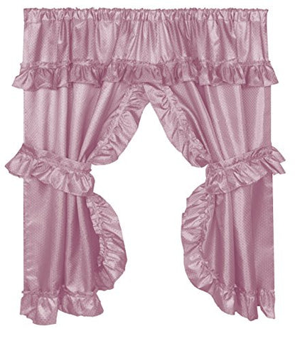 Royal Bath Double Swag Diamond Piqued PEVA non-Toxic Bathroom Window Curtain (70 inch  x 45 inch ) - Rose