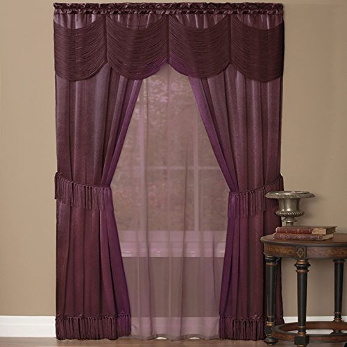 Ben&Jonah Collection Halley 6 Piece Window Curtain Set - 56x84 - Merlot