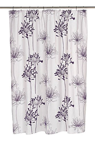 BenandJonah Collection Fabric Shower Curtain 70 x 72 inch  Flowery Design Indigo/White