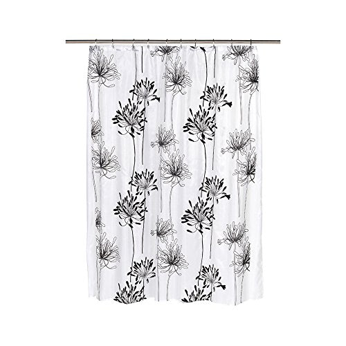 Park Avenue Deluxe Collection Park Avenue Deluxe Collection  inch Cologne inch  Fabric Shower Curtain with Poly Taffeta Flocking in Black/White