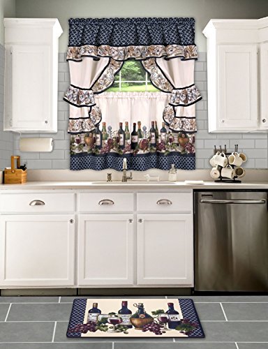 Ben&Jonah Collection Chateau Cottage Window Curtain Set - 57x36 - Navy