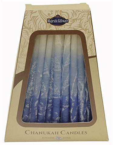 Lamp Lighters Ultimate Judaica Safed Chanukah Candles - 45 Pack - Blue/White - 6 inch 