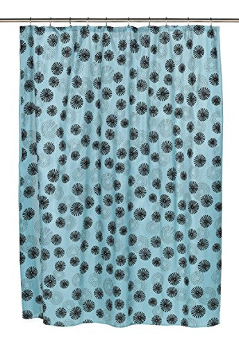 BenandJonah Collection Fabric Shower Curtain 70 x 72 inch  Vienna Blue/Black