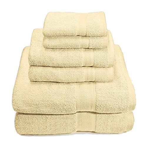 Premium Plush 100% Cotton 650 GSM 6 Piece Towel Set: 2 Bath Towels (30 inch  x 56 inch ) 2 Hand Towels (16 inch  x 30 inch ) and 2 Wash Cloths (14 inch  x 14)