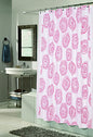 BenandJonah Collection Fabric Shower Curtain 70 x 72 inch  Rose Design Red/White