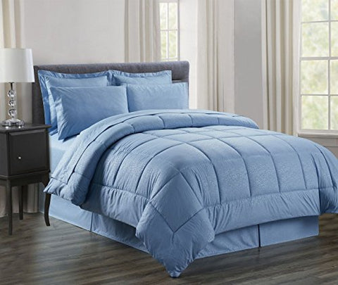 Ben&Jonah Queen Size 8Â Piece Vine Down Alternative Bed N BagÂ  (86 inch  x 86 inch ) - Slate Blue
