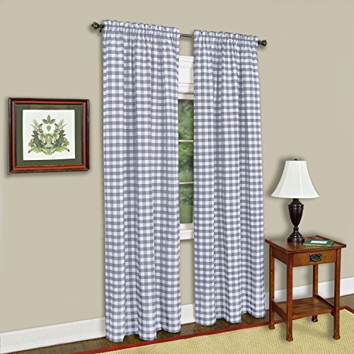 Ben&Jonah Collection Buffalo Check Window Curtain Panel - 42x63 - Grey