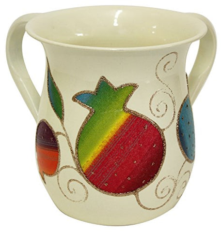 Ultimate Judaica Lilly Art Washing Cup - Stainless - Rainbow - 5 inch H