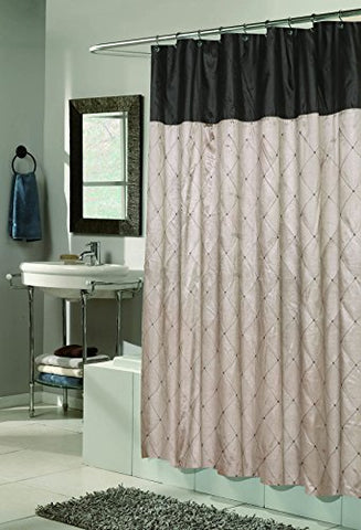 BenandJonah Collection Fabric Shower Curtain 70 x 72 inch  Diamond Design Balmoral Brown/Ivory