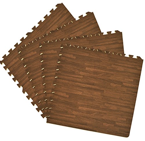 Ben&Jonah Collection Interlocking Foam 24x24 Anti Fatigue Floor Tiles 4 tiles/16 Sq. Ft. - Walnut