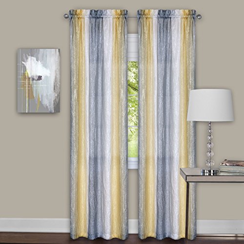 Ben&Jonah Collection Sombre Window Curtain Panel Pair 40x84 - Grey / Yellow