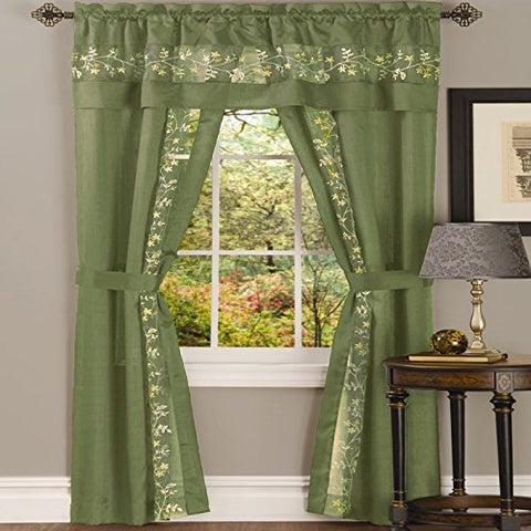 Ben&Jonah Collection Fairfield 5 Piece Window Curtain Set - 55x84 - Sage