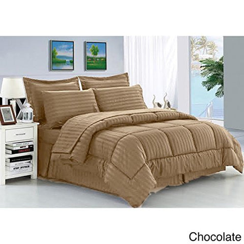 Cozy Home Down Alternative 8 Piece Embossed Comforter Set - Mocha (King)